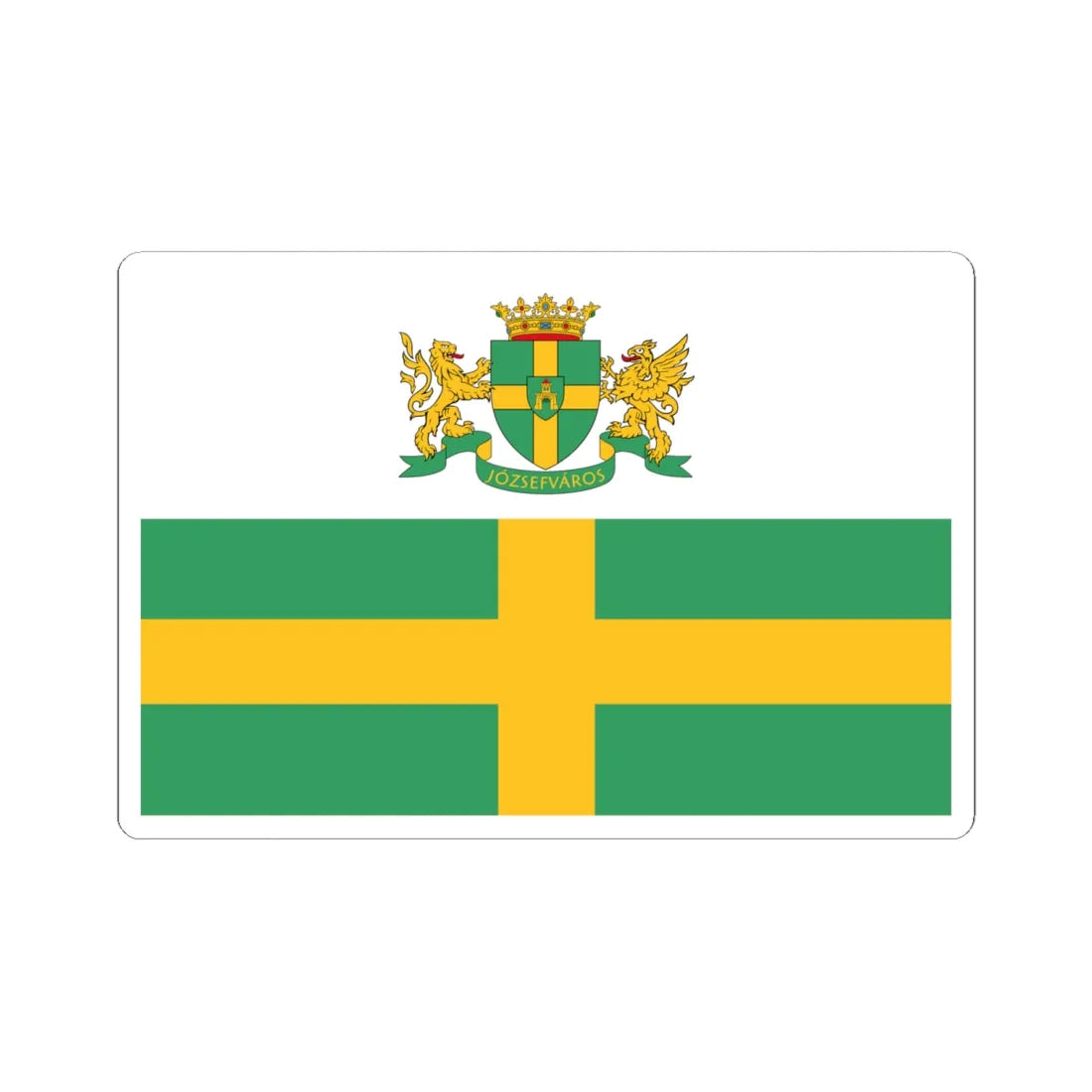 Blason-drapeau jozsefvaros (Hungary) STICKER Vinyl Kiss-Cut Decal 6 Inch White - The Sticker Space