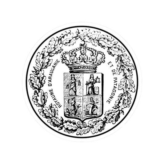 Blason du Royaume dAraucanie et de Patagonie (Argentina) (Coat of Arms) STICKER Vinyl Kiss-Cut Decal 2 Inch White - The Sticker Space