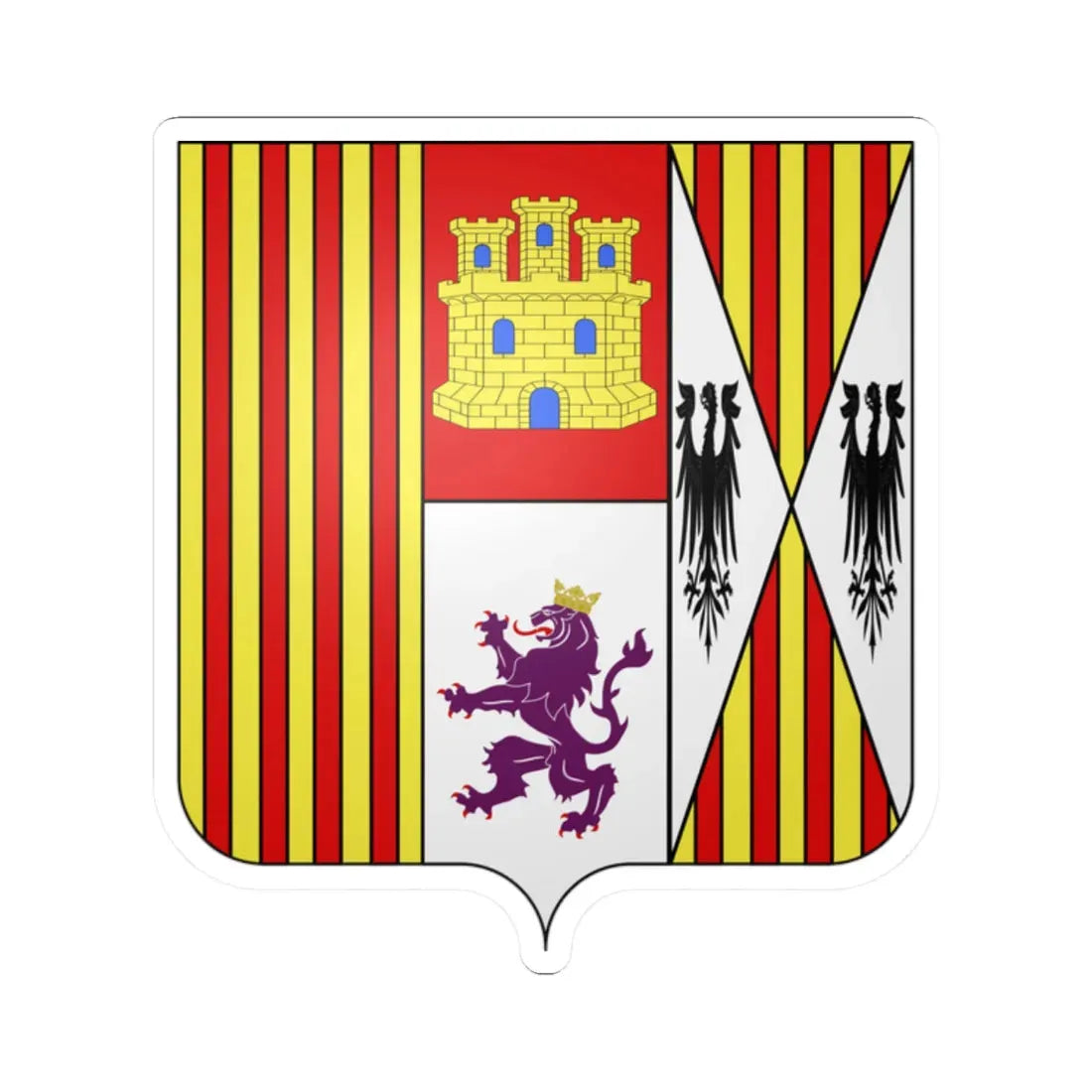 Blason fam es Aragon duc de Segorbe (Spain) (Coat of Arms) STICKER Vinyl Kiss-Cut Decal 2 Inch White - The Sticker Space