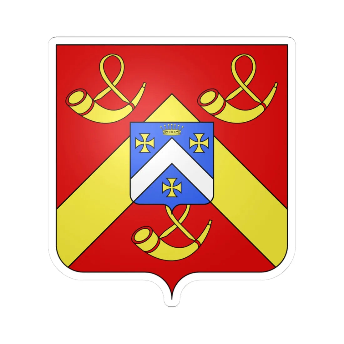 Blason famille Cornet dElzius (Belgium) (Coat of Arms) STICKER Vinyl Kiss-Cut Decal 3 Inch White - The Sticker Space