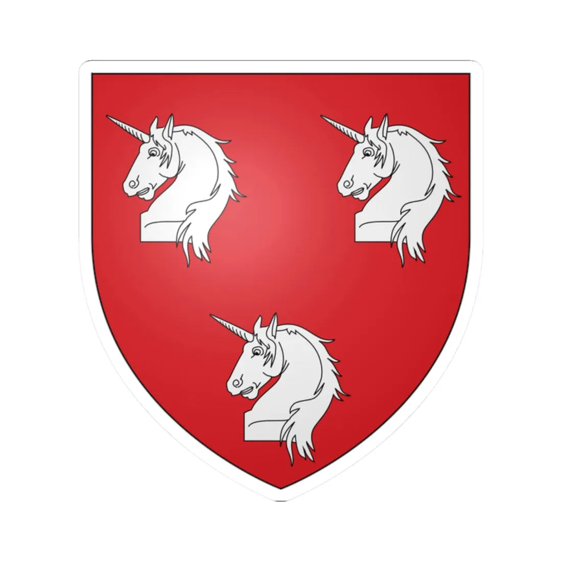 Blason famille fr ALLEOU (France) (Coat of Arms) STICKER Vinyl Kiss-Cut Decal 2 Inch White - The Sticker Space