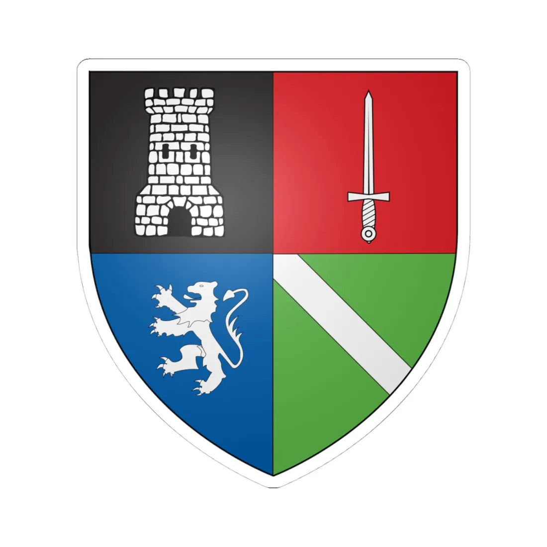 Blason famille fr ALMERAS-LATOUR (France) (Coat of Arms) STICKER Vinyl Kiss-Cut Decal 4 Inch White - The Sticker Space