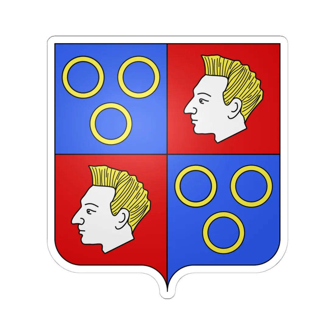 Blason famille fr Ango de la Motte-Ango de Flers 2 (France) (Coat of Arms) STICKER Vinyl Kiss-Cut Decal 6 Inch White - The Sticker Space