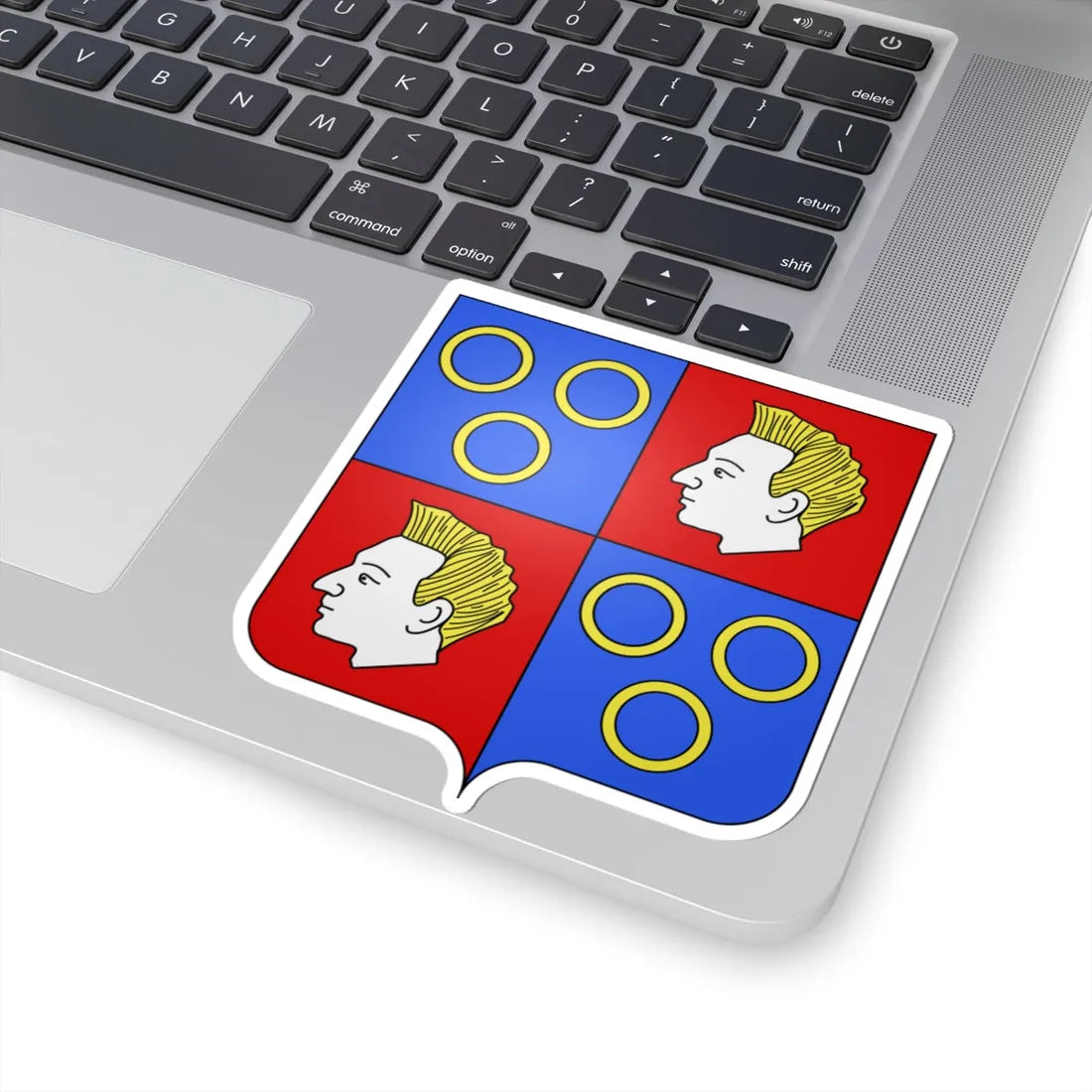 Blason famille fr Ango de la Motte-Ango de Flers 2 (France) (Coat of Arms) STICKER Vinyl Kiss-Cut Decal - The Sticker Space