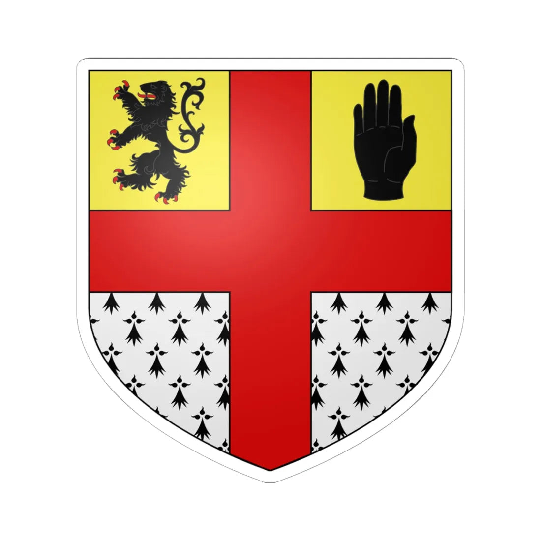 Blason famille fr Jean Raymond Charles Bourke comte (Ireland) (Coat of Arms) STICKER Vinyl Kiss-Cut Decal 6 Inch White - The Sticker Space