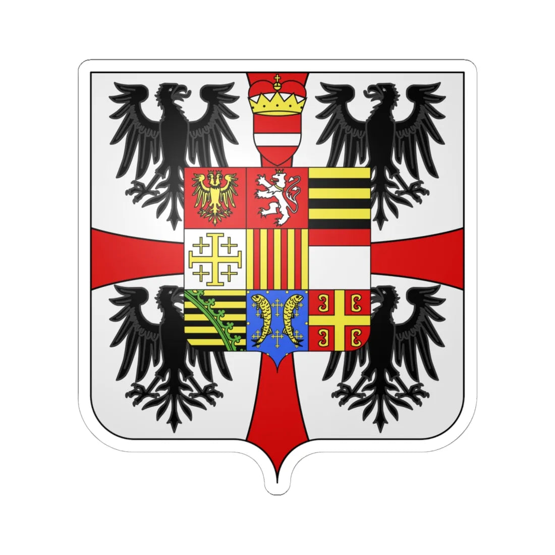 Blason famille it Gonzaga08 (Italy) (Coat of Arms) STICKER Vinyl Kiss-Cut Decal 6 Inch White - The Sticker Space