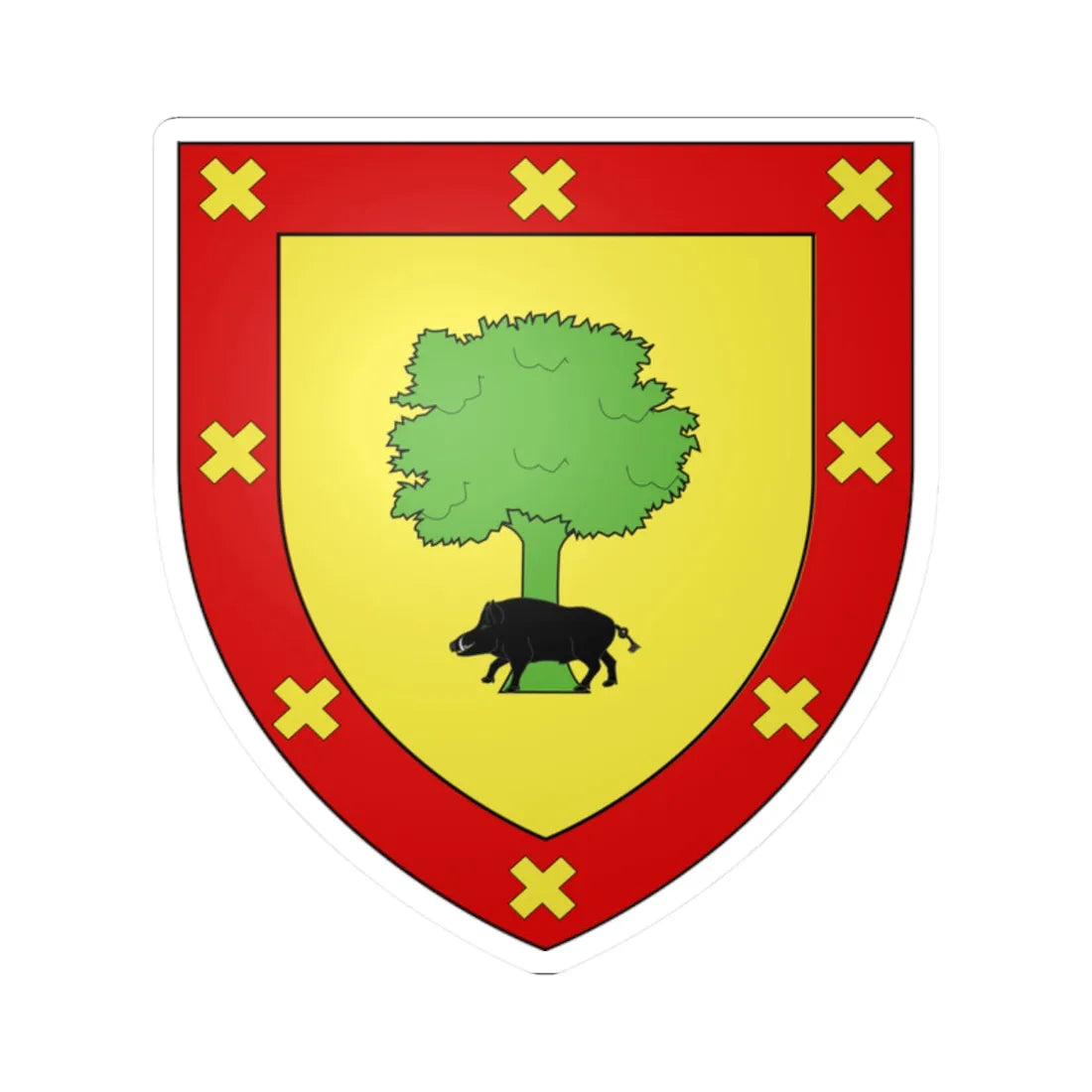 Blason Fr famille Beascan Mixe (Spain) (Coat of Arms) STICKER Vinyl Kiss-Cut Decal 2 Inch White - The Sticker Space