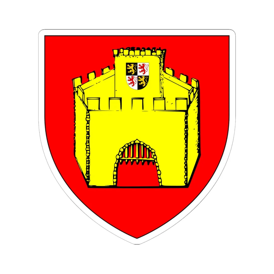 Blason Hannut (Belgium) (Coat of Arms) STICKER Vinyl Kiss-Cut Decal 6 Inch White - The Sticker Space