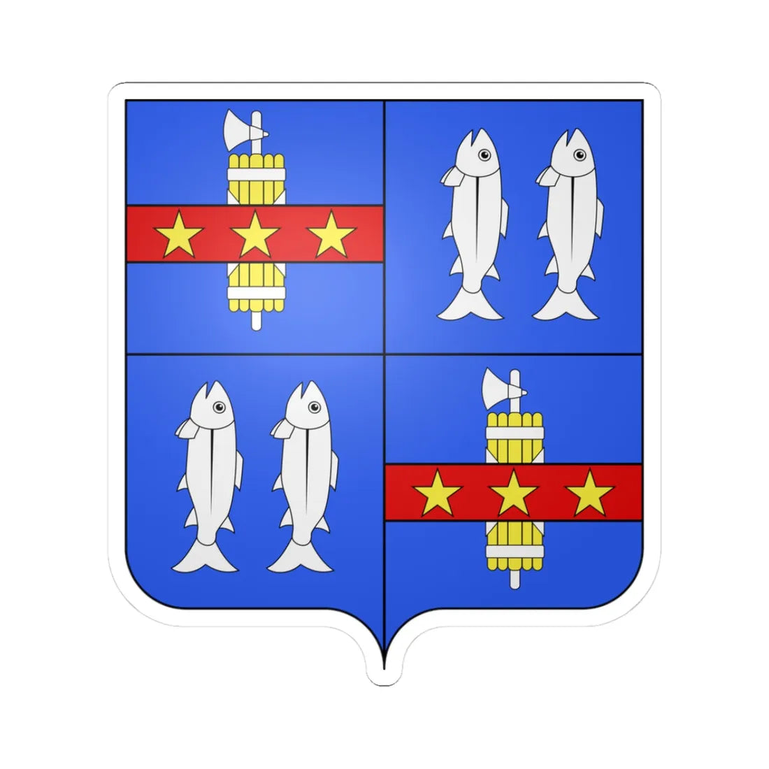 Blason it-fr Mancini-Mazarini (Italy) (Coat of Arms) STICKER Vinyl Kiss-Cut Decal 3 Inch White - The Sticker Space