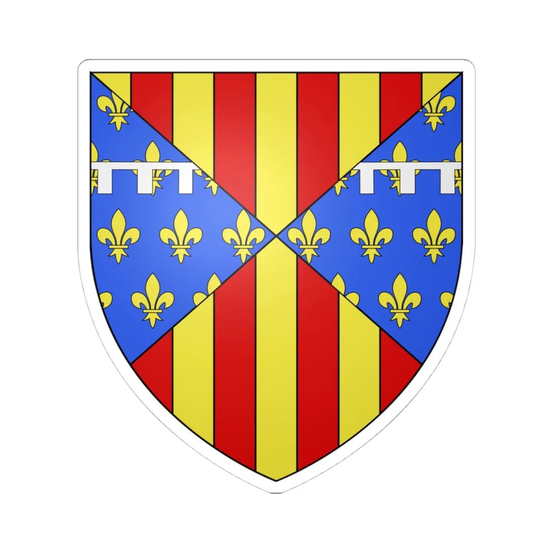 Blason Jean dAragon Comte de Prades selon Gelre (Spain) (Coat of Arms) STICKER Vinyl Kiss-Cut Decal 4 Inch White - The Sticker Space