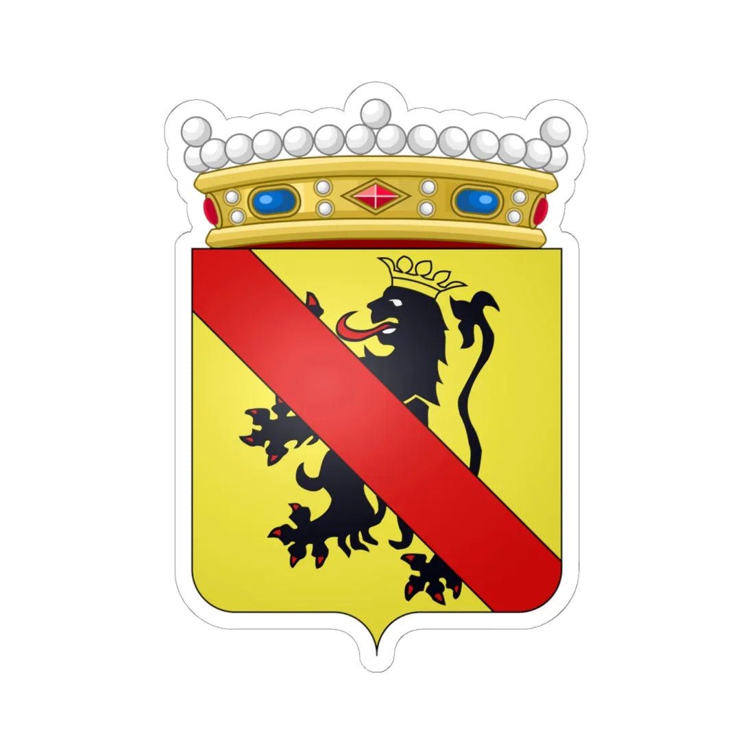 Blason namur prov crown (Belgium) (Coat of Arms) STICKER Vinyl Kiss-Cut Decal 6 Inch White - The Sticker Space