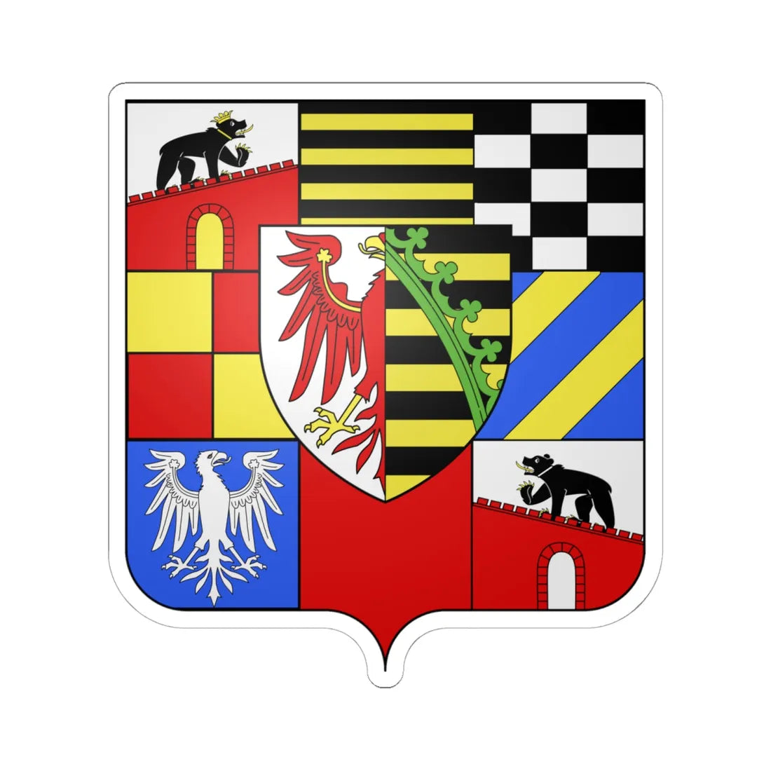 Blason Principautés dAnhalt XVIIe siècle (Germany) (Coat of Arms) STICKER Vinyl Kiss-Cut Decal 6 Inch White - The Sticker Space