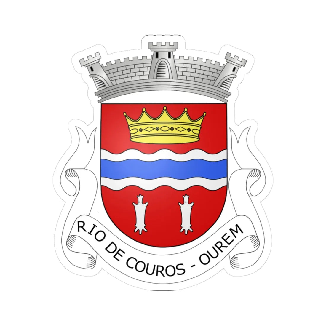 Blason Rio de Couros (Portugal) (Coat of Arms) STICKER Vinyl Kiss-Cut Decal 3 Inch White - The Sticker Space