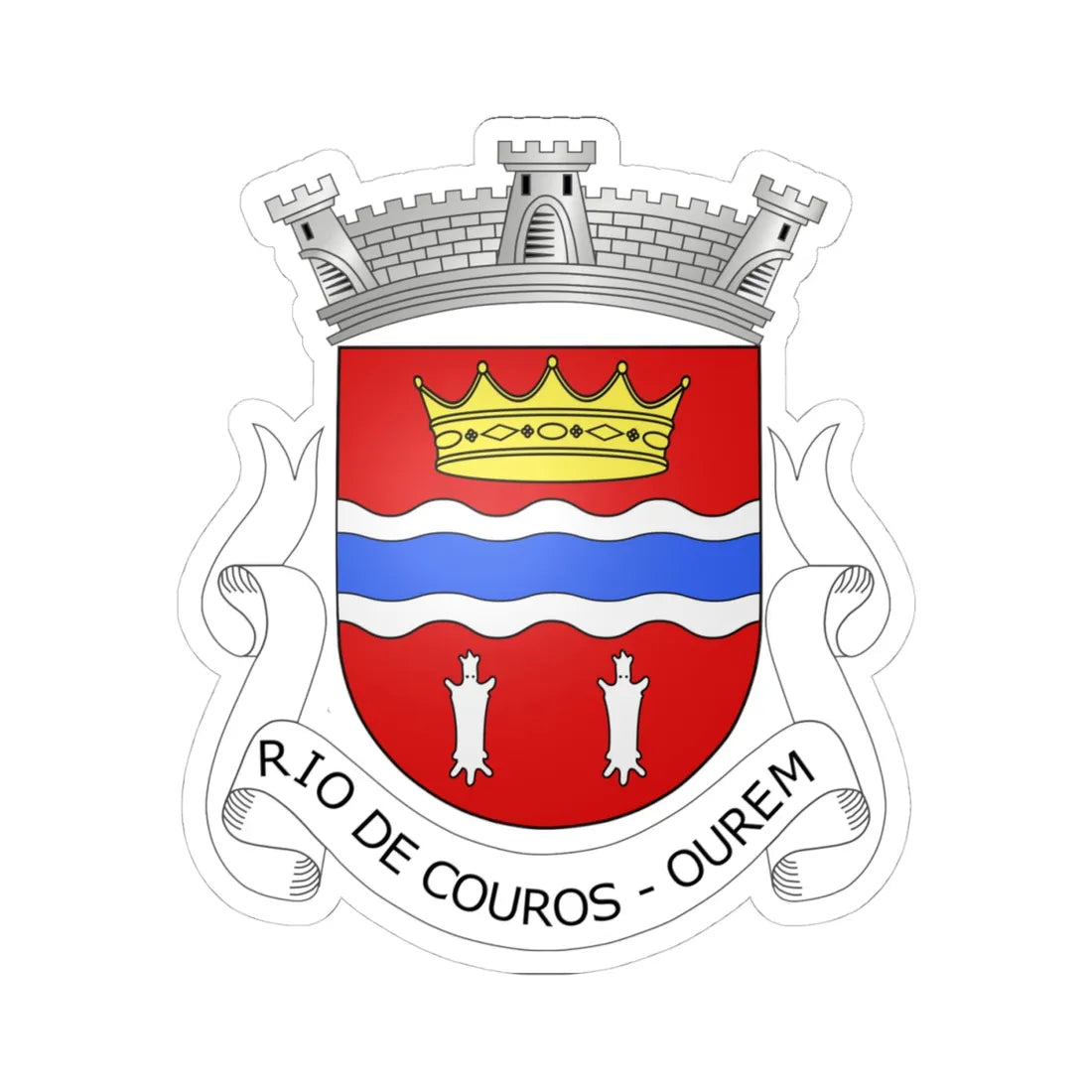 Blason Rio de Couros (Portugal) (Coat of Arms) STICKER Vinyl Kiss-Cut Decal 4 Inch White - The Sticker Space
