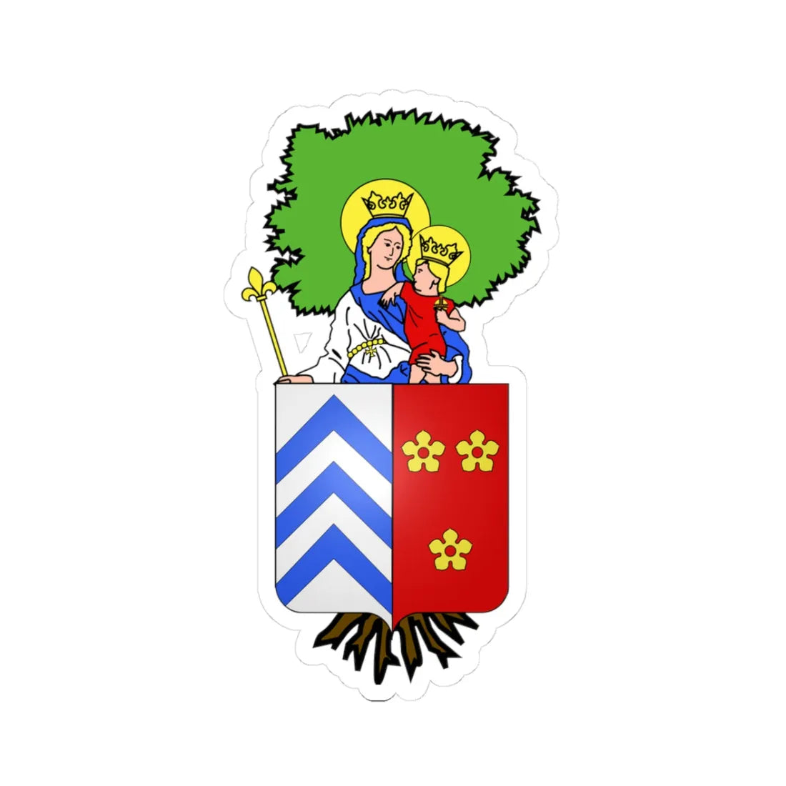 Blason Scherpenheuvel-Zichem (Belgium) (Coat of Arms) STICKER Vinyl Kiss-Cut Decal 3 Inch White - The Sticker Space