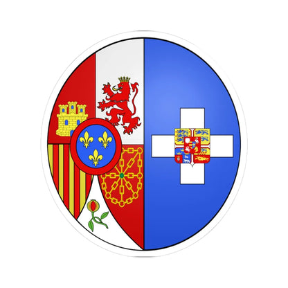 Blason Sofía de Grèce (Denmark) (Coat of Arms) STICKER Vinyl Kiss-Cut Decal 3 Inch White - The Sticker Space