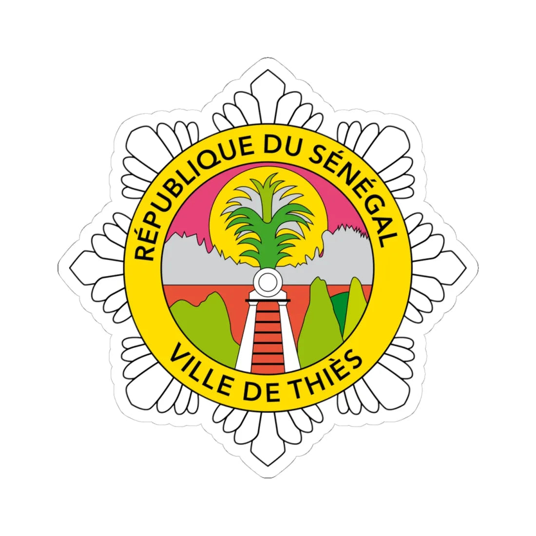Blason thiès (Senegal) (Coat of Arms) STICKER Vinyl Kiss-Cut Decal 4 Inch White - The Sticker Space