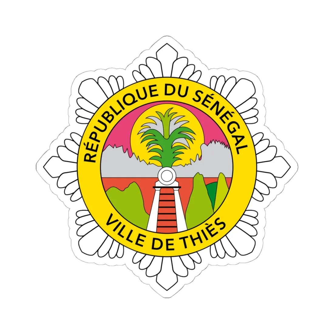 Blason thiès (Senegal) (Coat of Arms) STICKER Vinyl Kiss-Cut Decal 6 Inch White - The Sticker Space