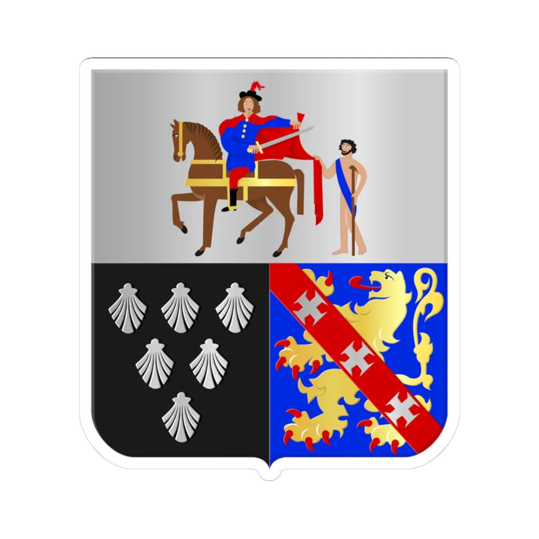 Blason ville be Berlare 2 (Belgium) (Coat of Arms) STICKER Vinyl Kiss-Cut Decal 3 Inch White - The Sticker Space