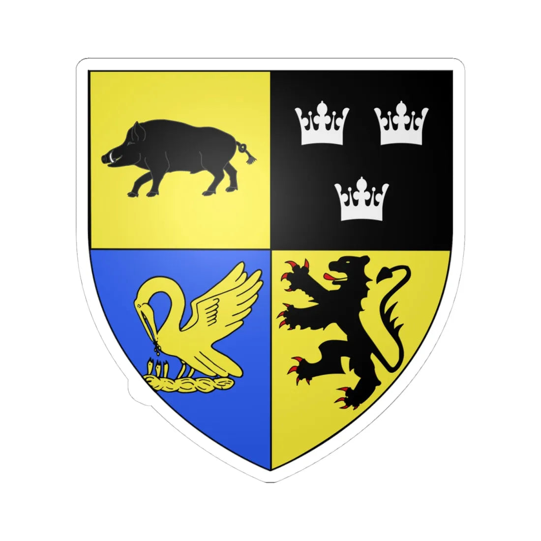 Blason ville be Evergem (Belgium) (Coat of Arms) STICKER Vinyl Kiss-Cut Decal 4 Inch White - The Sticker Space