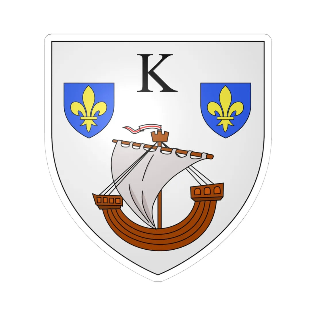 Blason ville be Kieldrecht (Belgium) (Coat of Arms) STICKER Vinyl Kiss-Cut Decal 4 Inch White - The Sticker Space