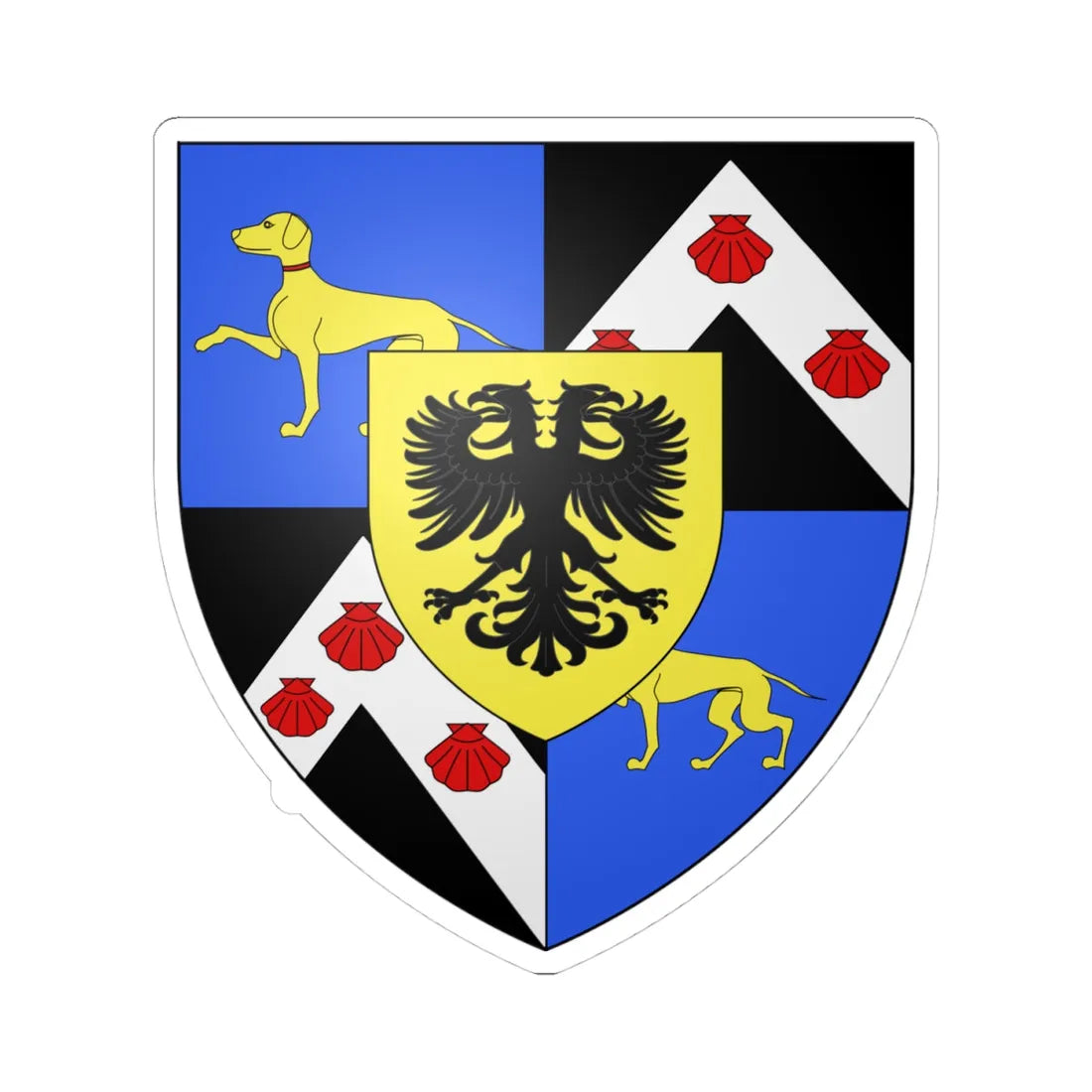 Blason ville be Lovendegem (Belgium) (Coat of Arms) STICKER Vinyl Kiss-Cut Decal 4 Inch White - The Sticker Space