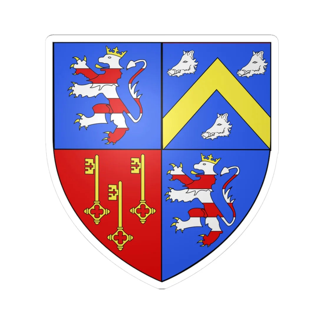 Blason ville be Sint-Lievens-Houtem (Belgium) (Coat of Arms) STICKER Vinyl Kiss-Cut Decal 3 Inch White - The Sticker Space