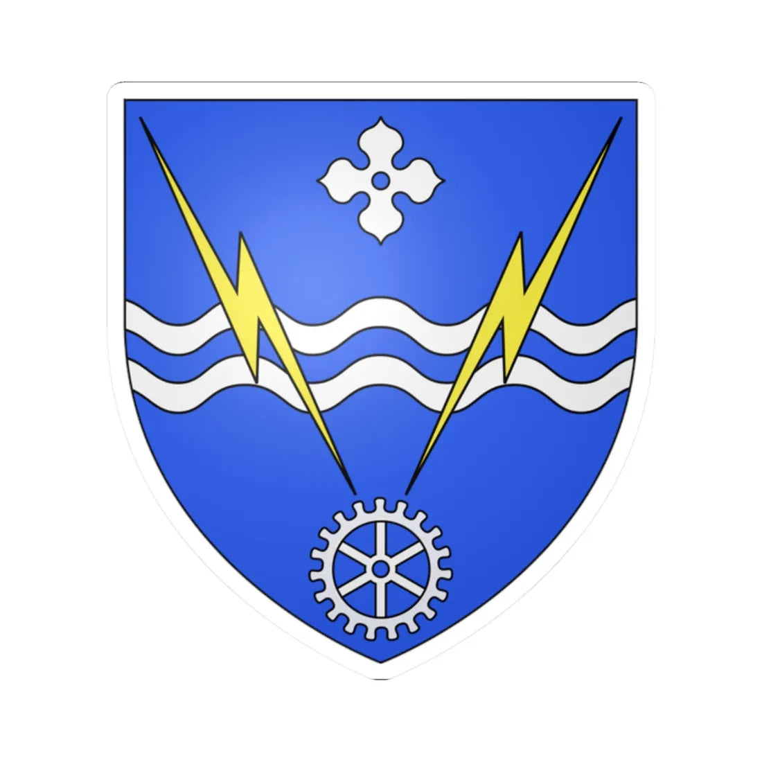 Blason ville ca Alma Québec (Canada) (Coat of Arms) STICKER Vinyl Kiss-Cut Decal 2 Inch White - The Sticker Space