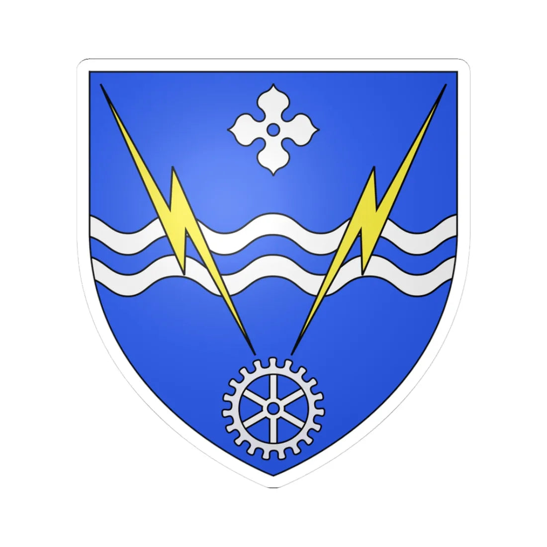 Blason ville ca Alma Québec (Canada) (Coat of Arms) STICKER Vinyl Kiss-Cut Decal 3 Inch White - The Sticker Space