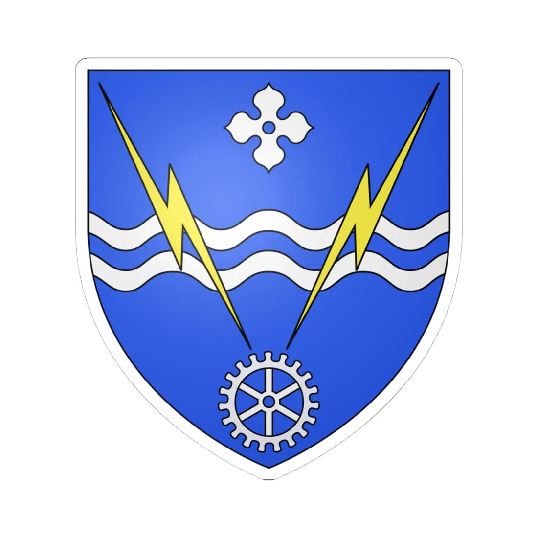 Blason ville ca Alma Québec (Canada) (Coat of Arms) STICKER Vinyl Kiss-Cut Decal 4 Inch White - The Sticker Space