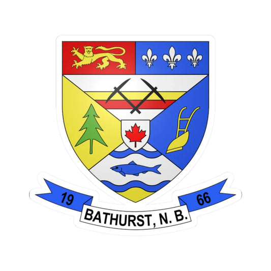 Blason ville ca Bathurst2 Nouveau-Brunswick (Canada) (Coat of Arms) STICKER Vinyl Kiss-Cut Decal 2 Inch White - The Sticker Space