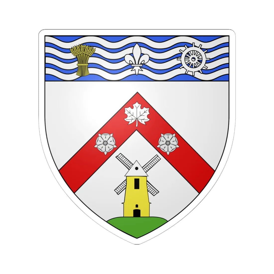 Blason ville ca Châteauguay (Canada) (Coat of Arms) STICKER Vinyl Kiss-Cut Decal 6 Inch White - The Sticker Space