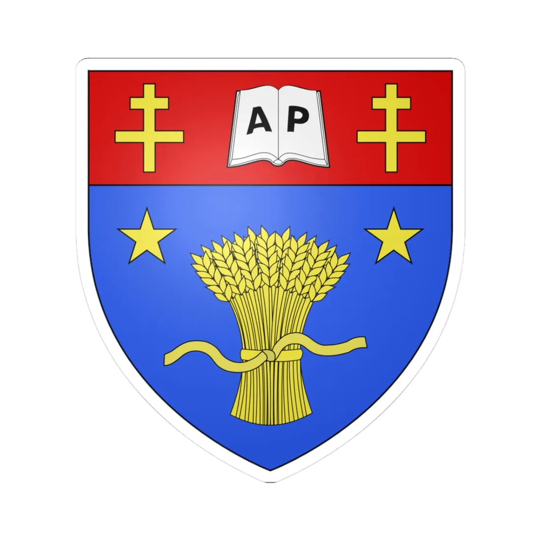 Blason ville ca La Pocatière Québec (Canada) (Coat of Arms) STICKER Vinyl Kiss-Cut Decal 3 Inch White - The Sticker Space