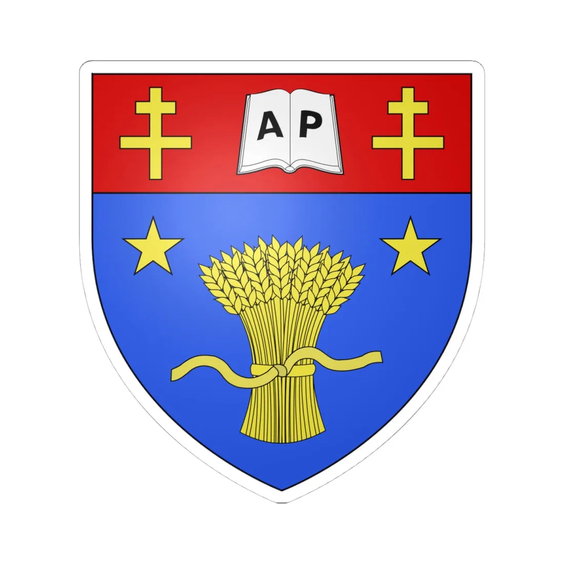 Blason ville ca La Pocatière Québec (Canada) (Coat of Arms) STICKER Vinyl Kiss-Cut Decal 4 Inch White - The Sticker Space