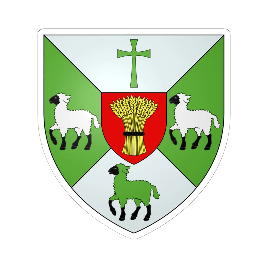 Blason ville ca Lambton Québec (Canada) (Coat of Arms) STICKER Vinyl Kiss-Cut Decal 6 Inch White - The Sticker Space