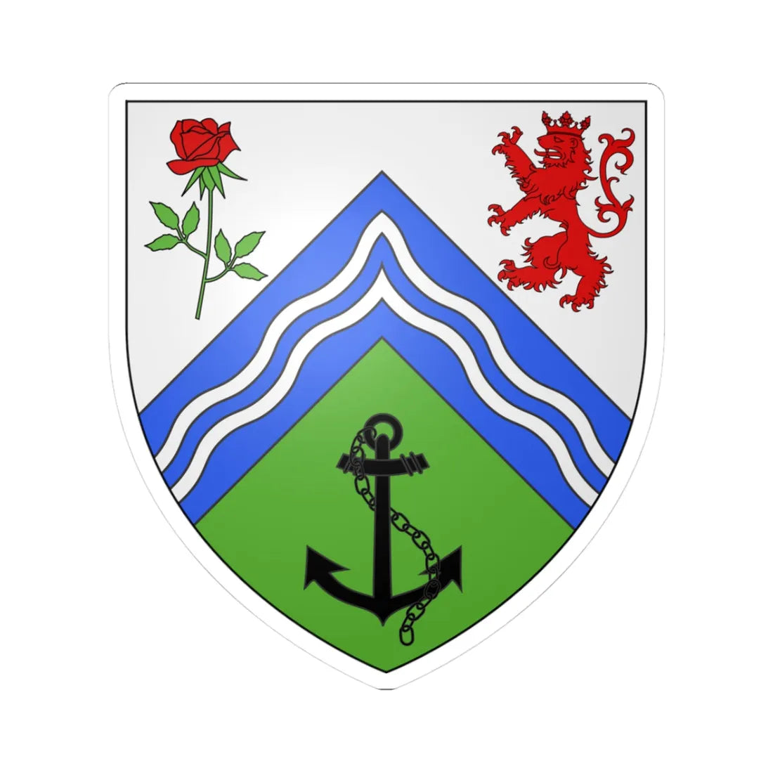 Blason ville ca Pointe-des-Cascades Québec (Canada) (Coat of Arms) STICKER Vinyl Kiss-Cut Decal 3 Inch White - The Sticker Space
