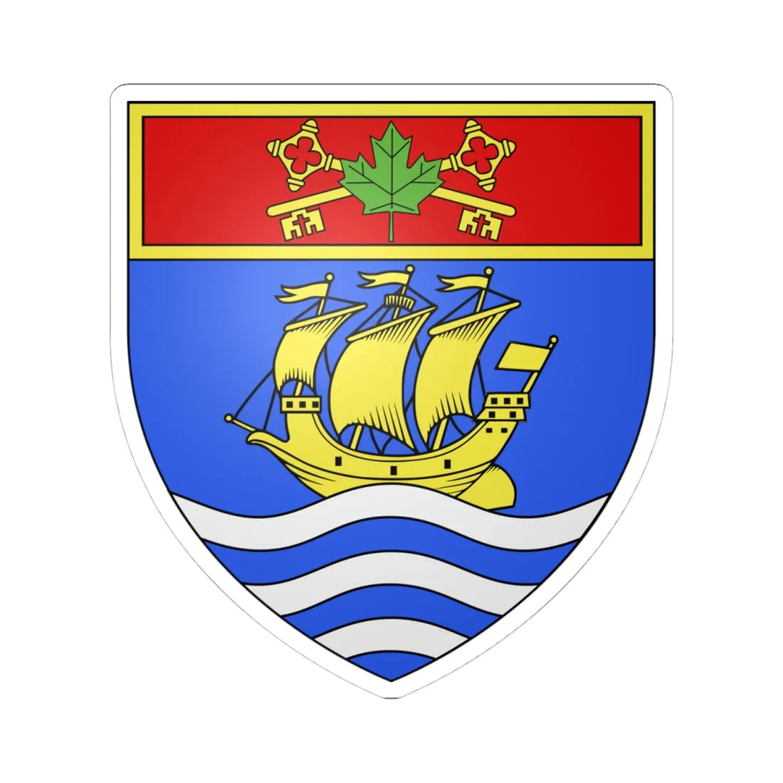 Blason ville ca Quebec Quebec (Canada) (Coat of Arms) STICKER Vinyl Kiss-Cut Decal 4 Inch White - The Sticker Space