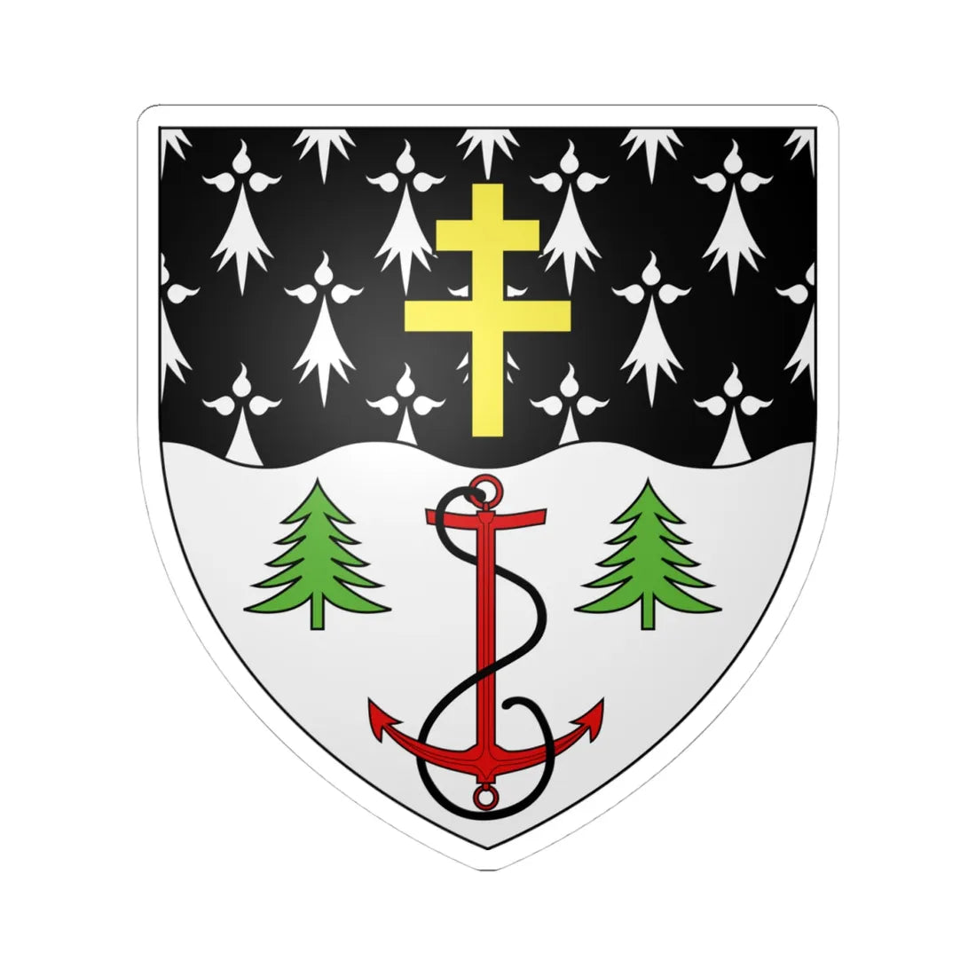 Blason ville ca Rimouski Québec (Canada) (Coat of Arms) STICKER Vinyl Kiss-Cut Decal 4 Inch White - The Sticker Space