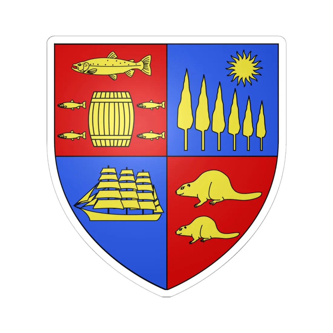 Blason ville ca Saint-Jean Nouveau-Brunswick (Canada) (Coat of Arms) STICKER Vinyl Kiss-Cut Decal 6 Inch White - The Sticker Space