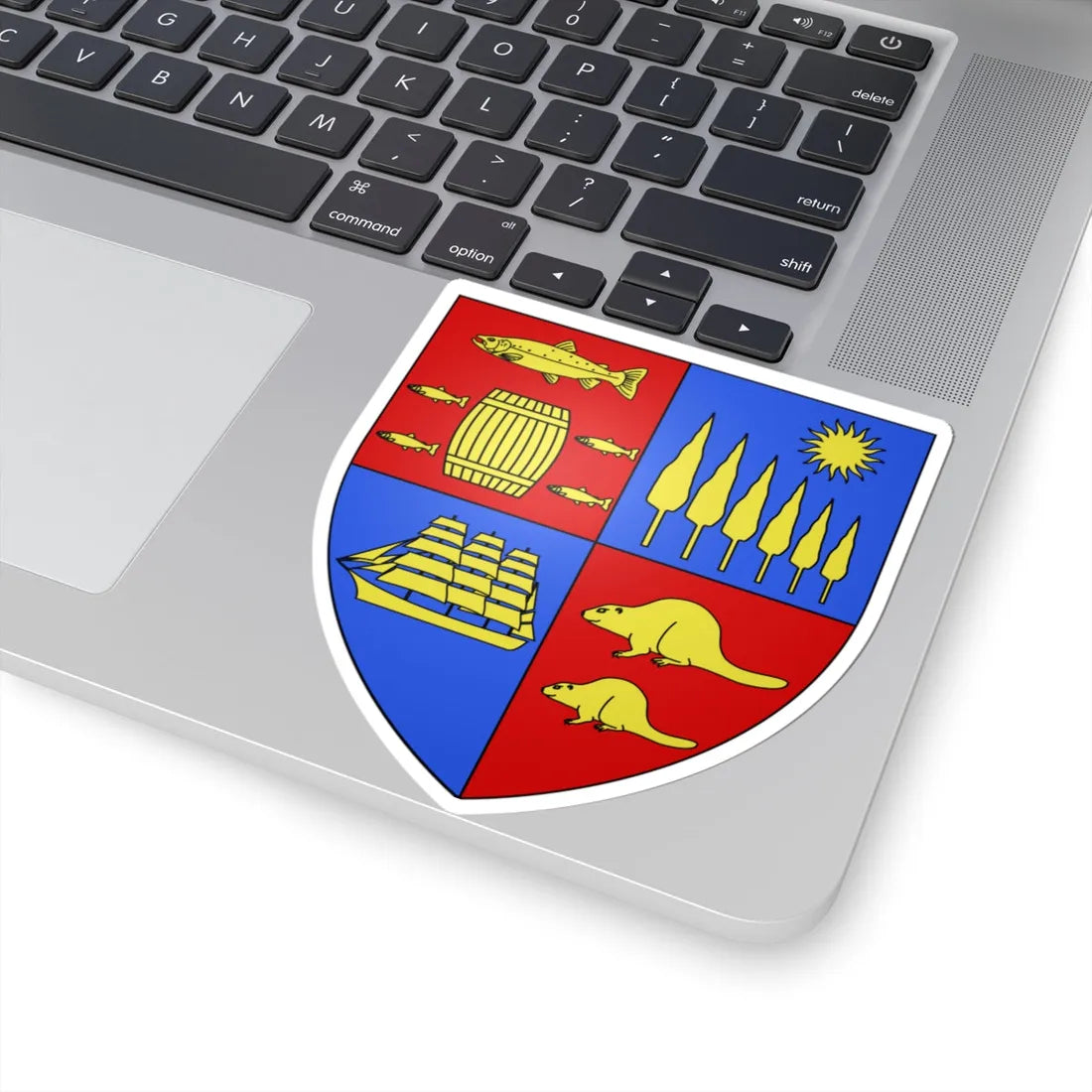 Blason ville ca Saint-Jean Nouveau-Brunswick (Canada) (Coat of Arms) STICKER Vinyl Kiss-Cut Decal - The Sticker Space