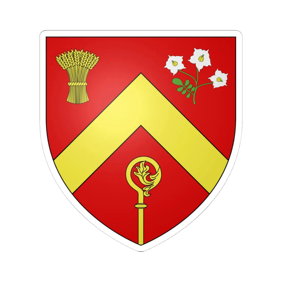 Blason ville ca Saint-Ubalde Québec (Canada) (Coat of Arms) STICKER Vinyl Kiss-Cut Decal 4 Inch White - The Sticker Space