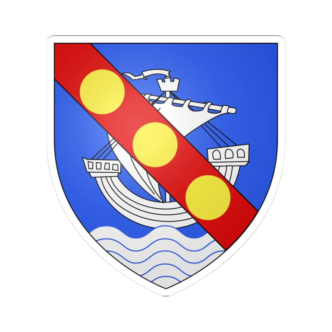 Blason ville ca Trois Pistoles Québec (Canada) (Coat of Arms) STICKER Vinyl Kiss-Cut Decal 3 Inch White - The Sticker Space