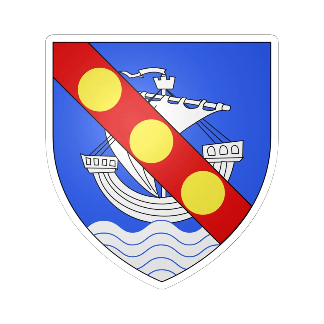 Blason ville ca Trois Pistoles Québec (Canada) (Coat of Arms) STICKER Vinyl Kiss-Cut Decal 6 Inch White - The Sticker Space