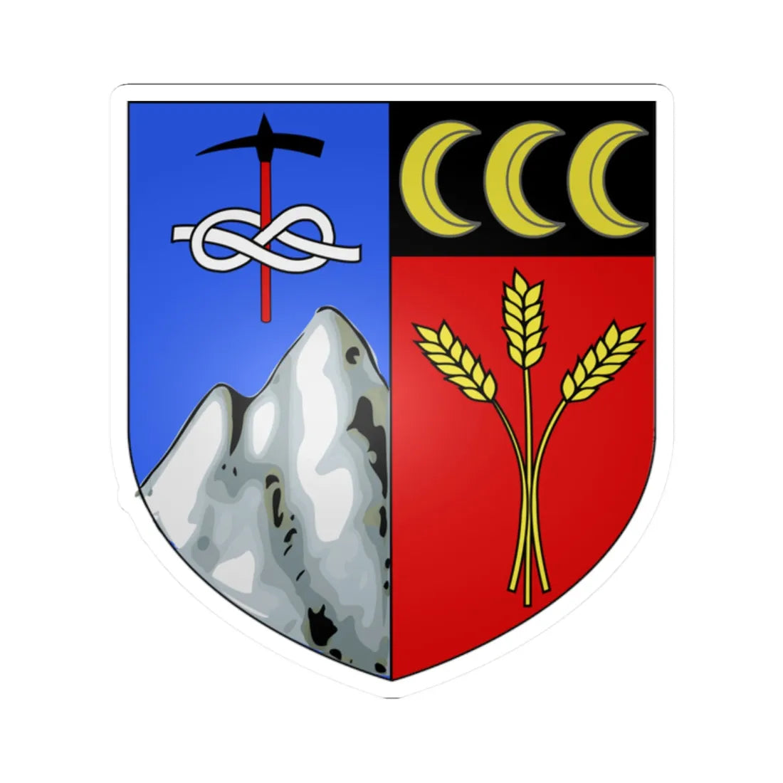 Blason ville It Valtournenche AO (Italy) (Coat of Arms) STICKER Vinyl Kiss-Cut Decal 2 Inch White - The Sticker Space