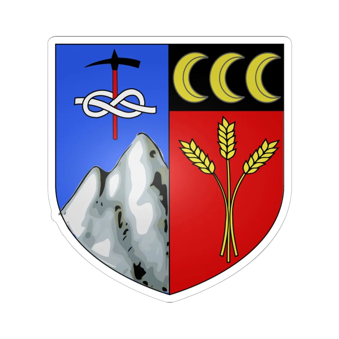 Blason ville It Valtournenche AO (Italy) (Coat of Arms) STICKER Vinyl Kiss-Cut Decal 6 Inch White - The Sticker Space