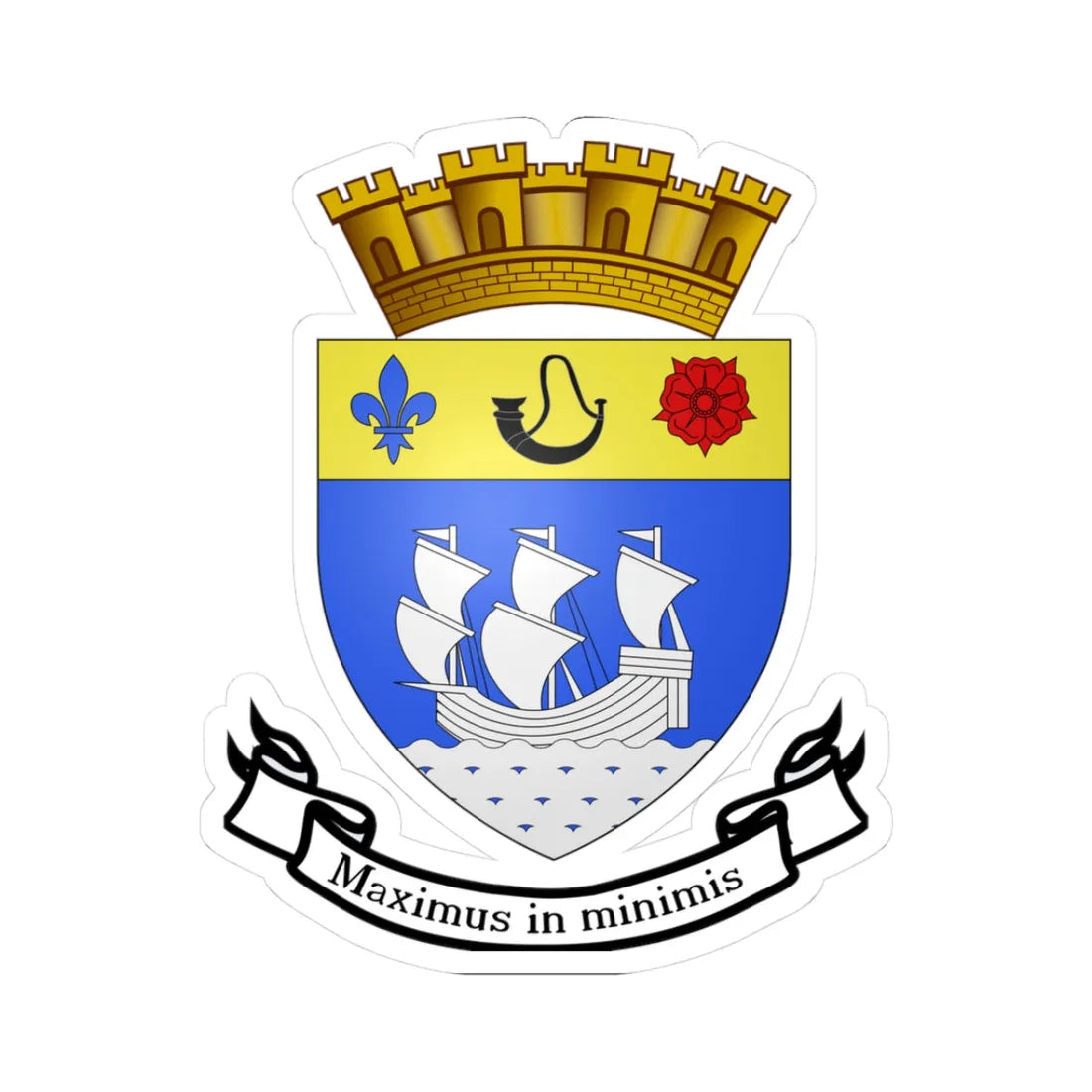 Blason ville qc Saint-Lambert (Canada) (Coat of Arms) STICKER Vinyl Kiss-Cut Decal 3 Inch White - The Sticker Space