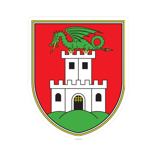 Blason ville si Ljubljana Slovénie (Slovenia) (Coat of Arms) STICKER Vinyl Kiss-Cut Decal 2 Inch White - The Sticker Space