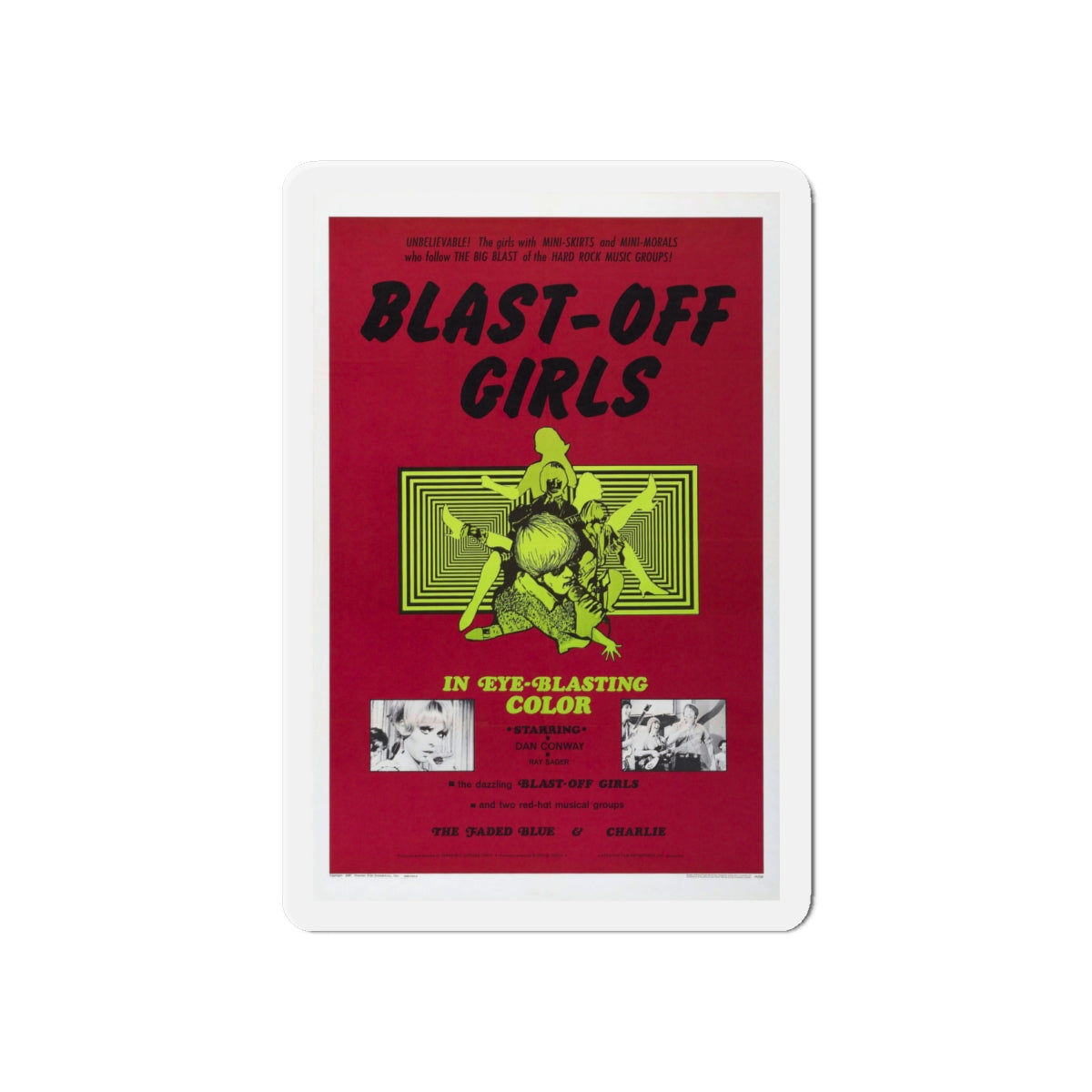 BLAST-OFF GIRLS 1967 Movie Poster - Die-Cut Magnet-6 × 6"-The Sticker Space