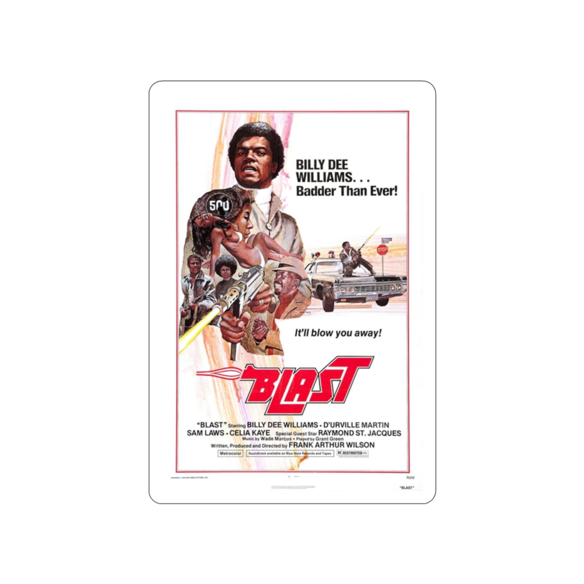 BLAST (THE FINAL COMEDOWN) 1972 Movie Poster STICKER Vinyl Die-Cut Decal-2 Inch-The Sticker Space