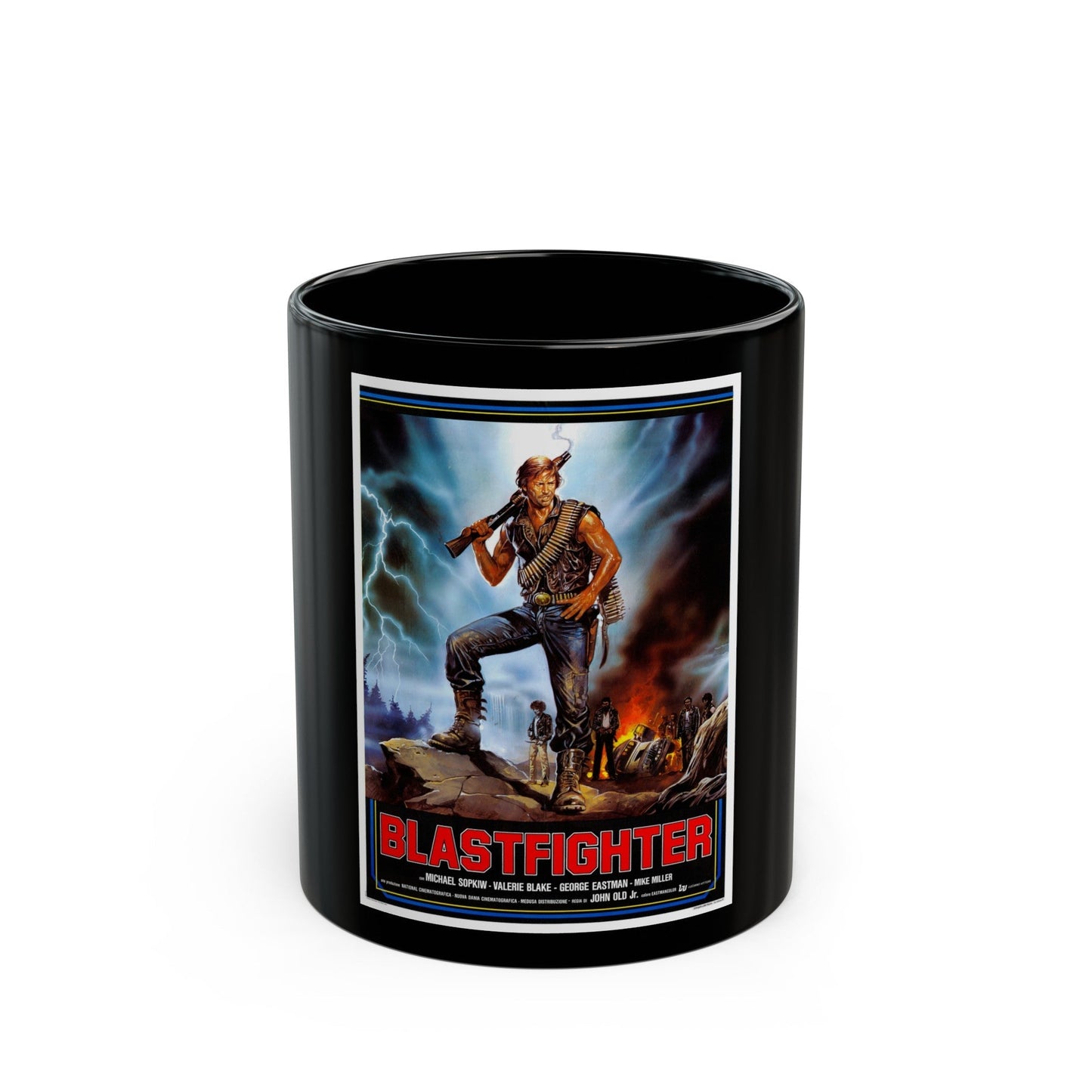 BLASTFIGHTER 1984 Movie Poster - Black Coffee Mug-11oz-The Sticker Space